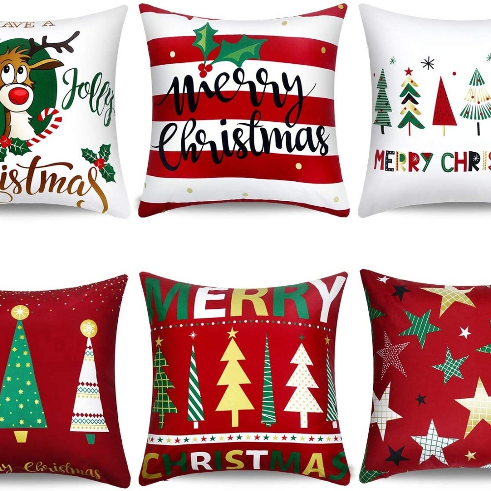 6 Pieces Christmas Pillow Cover Throw Cushi
